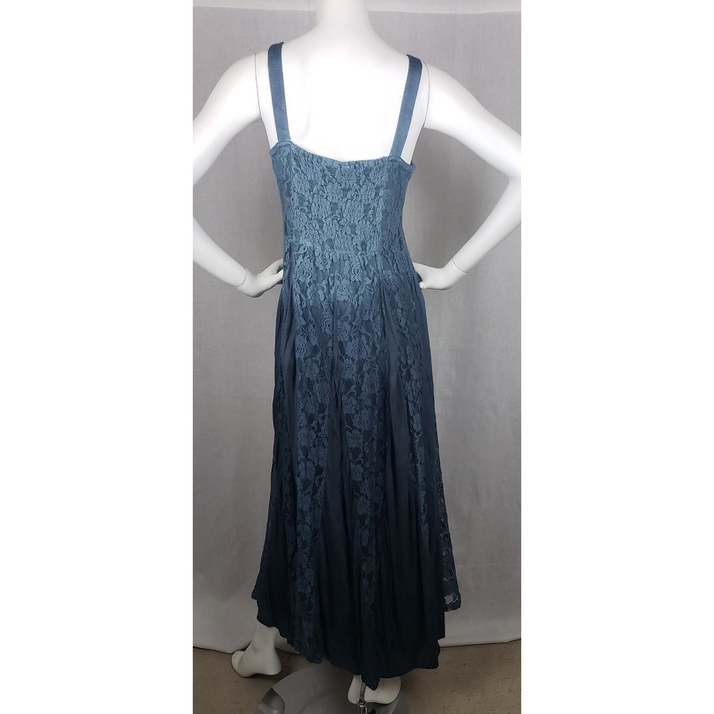 Indigo Thread Co Maxi S Dress Blue Lace Panel Ombre Whimsigoth Fairy Ethereal - Picture 2 of 9